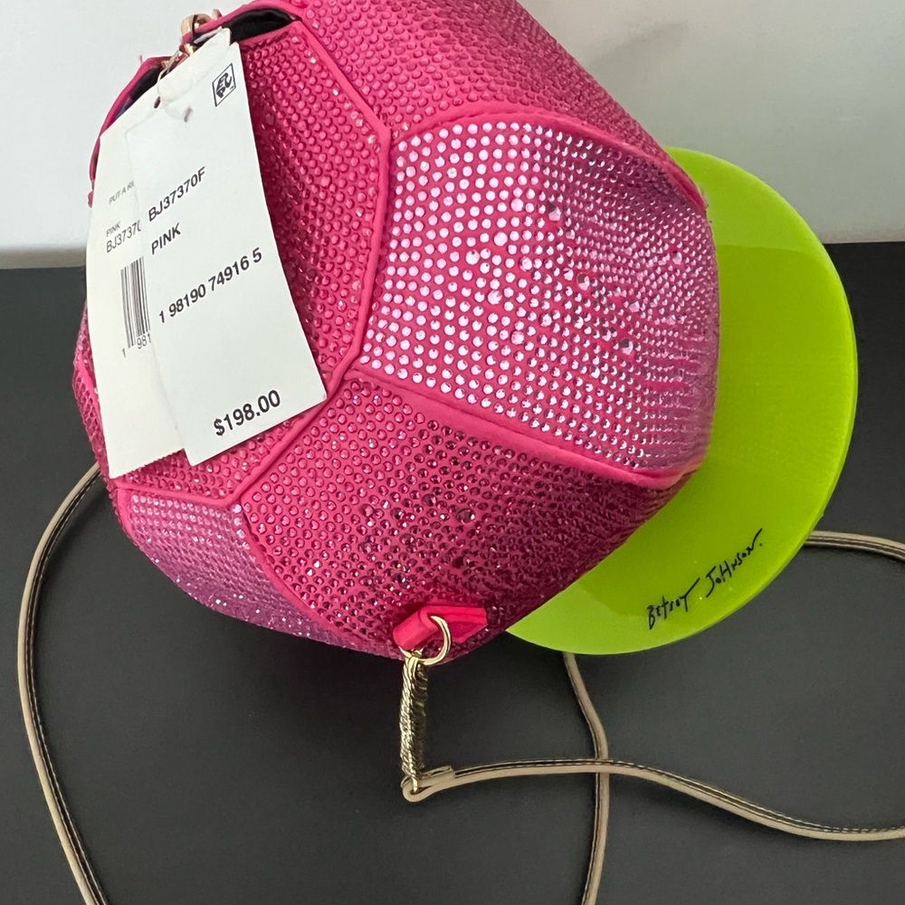 Betsey Johnson Hot Pink Rhinestone Ring Pop Bag - Picture 2 of 2
